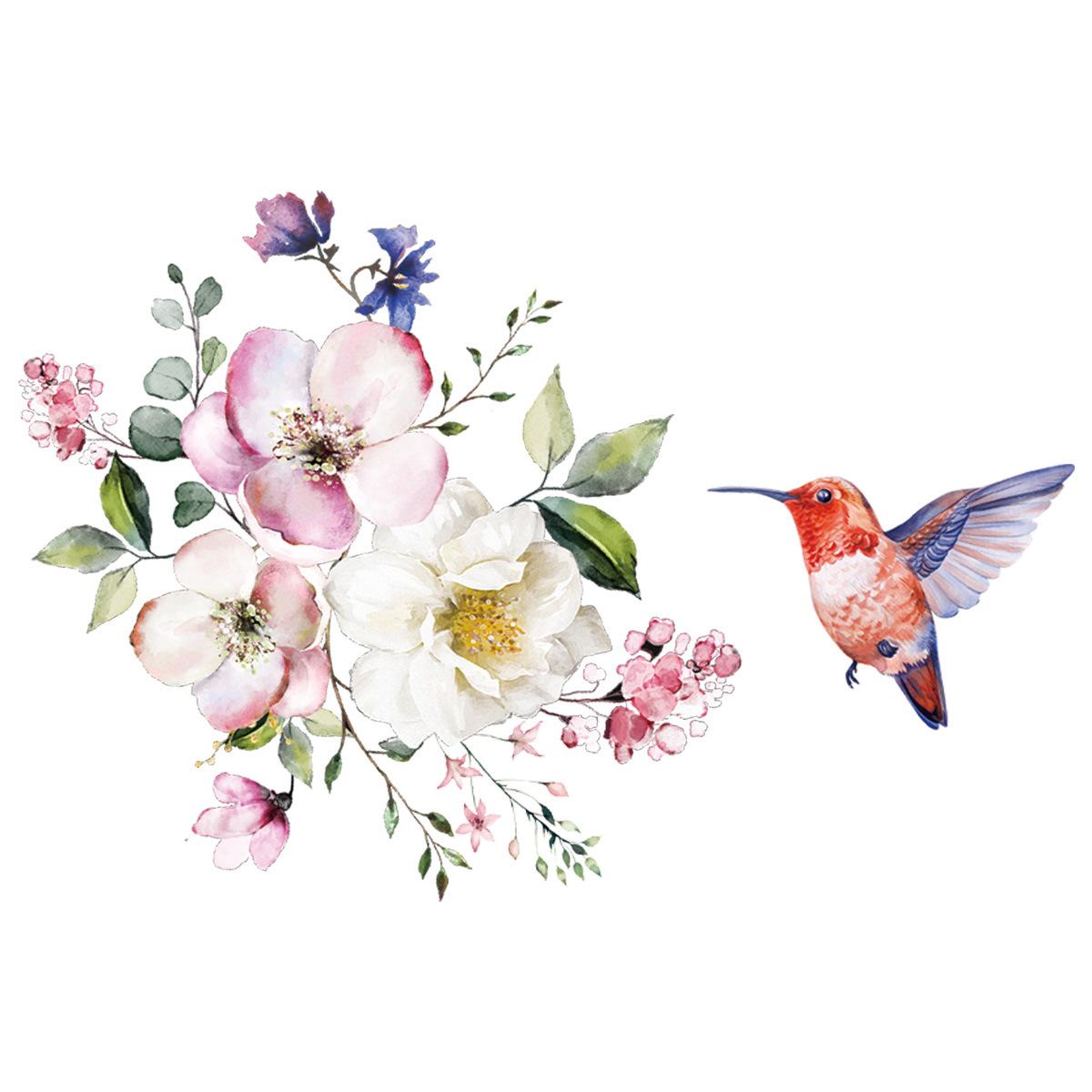 

Весняні наклейки на вікна з квітками колібрі для скляних дверей, входу, вітальні, домашнього декору 30cmx30cm різнокольоровий