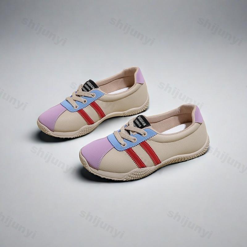 Fashion Women's Flats 2025 Autumn New Patchwork Outdoor Non Slip Sneakers Fashion Lace Up Lightweight Comfortable Soft Sole Casual Shoes