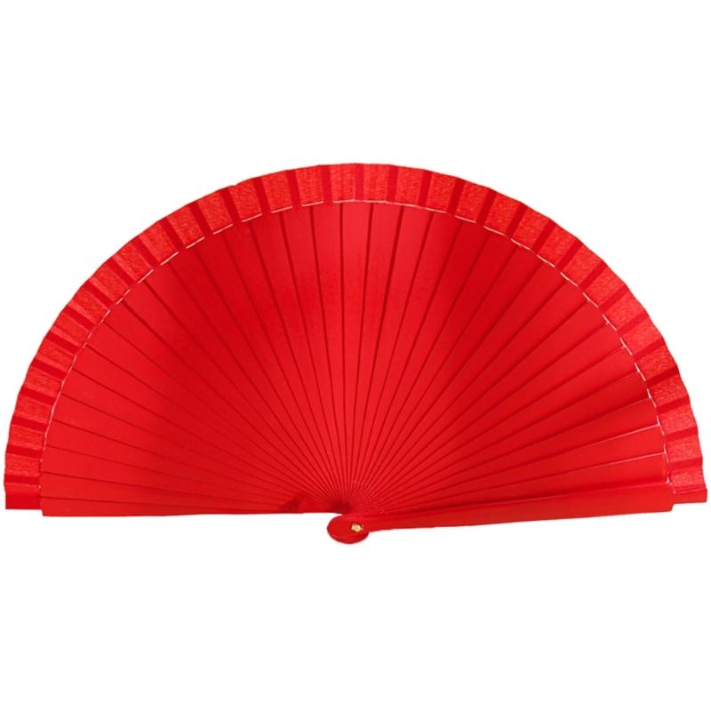 Traditional Wooden Hand Fan Classical Vintage Spanish Solid Color Folding Fan