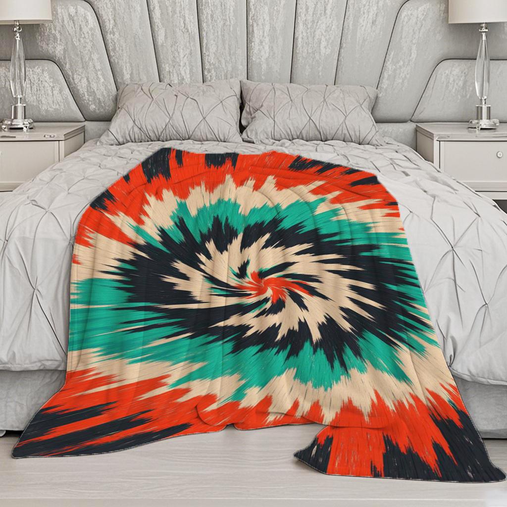 Spiral Tie-Dye Pattern Microfiber Flannel Cover Blanket Bedroom Living Room Sofa Soft And Comfortable Home Decoration