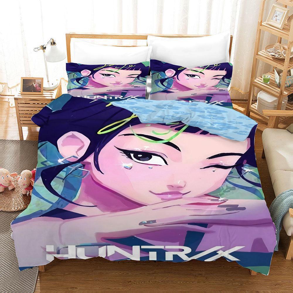 

New Bedding Set Demon Hunters Themed Colorful Print Polyester Student Dormitory Bed Sheet Duvet Cover Kid Gift Home Textile EU Twin 135x200cm