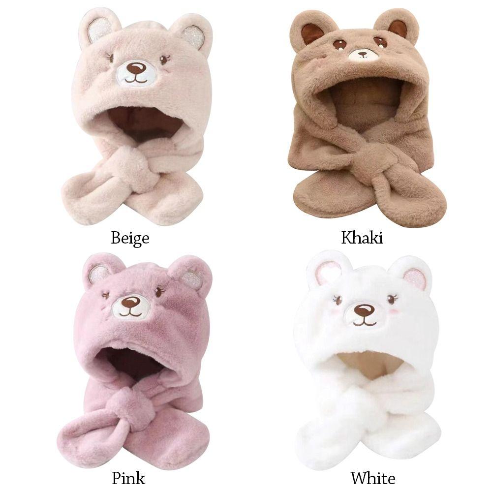Thickening Kids Scarf Hat Integrated Warm Ear Protection Cap Cute Baby Winter Hat  Children