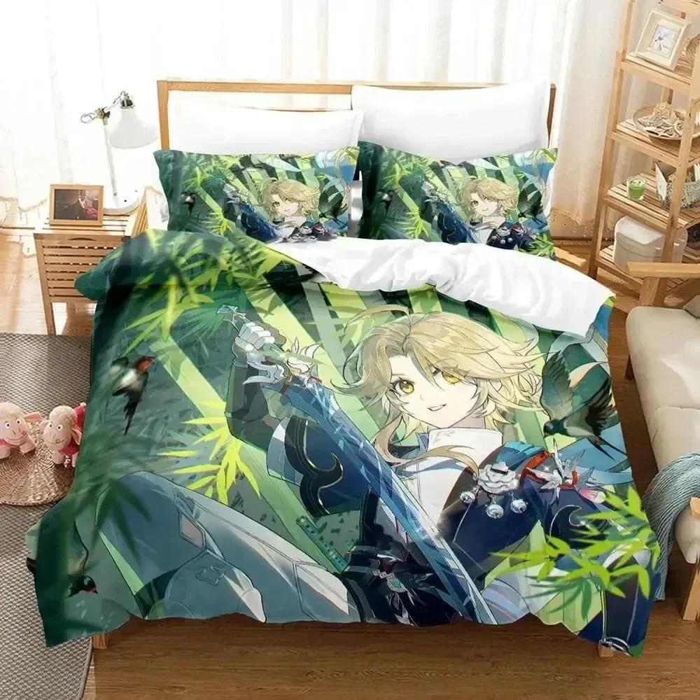 

Comforter Anime Honkai Star Rail Bedding Set Printed Bed Set With Soft Queen King Size Bedclothes Home Boys Adult Comforter (quilt)-EU Single(135*200cm)3pcs