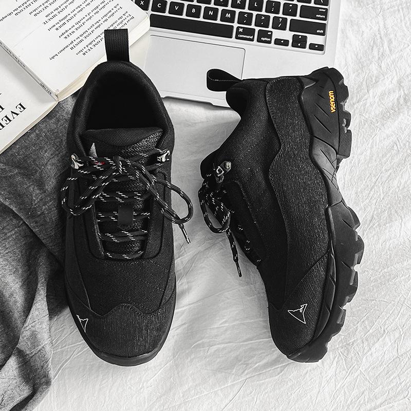 

2025 autumn new hiking shoes men s height increase versatile breathable board shoes couple non-slip outdoor hiking shoes Female code 36 чёрный