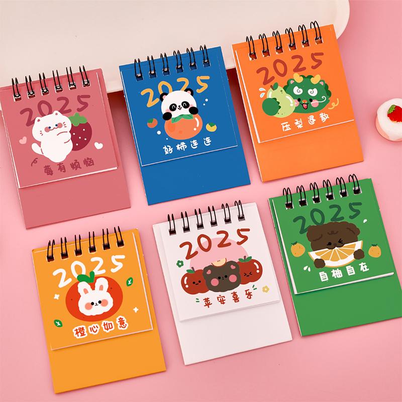 2025 Cute Cartoon Small Desk Calendar Creative Office Desktop Calendar Dual Daily Mini Memo Calendar Learning Planner