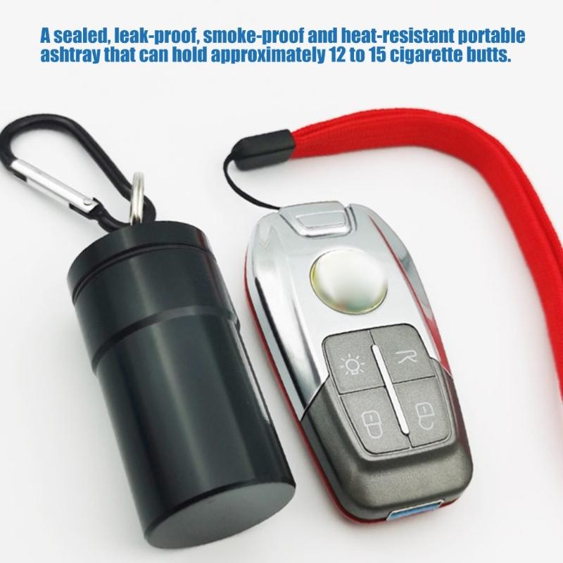 Aluminum Alloy Ashtray with Sealed Cover Hanging Hook OdorProof Holder for Travel Home Use Portable Small Item Container