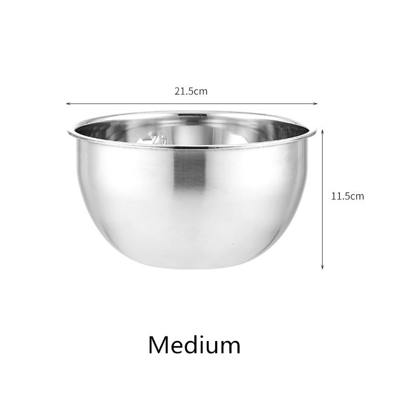 Food Grade Stainless Steel Bowl Fruit Salad Mixing Bowl with Scale Deepen Large Capacity Soup Basin Kitchen Cooking Baking Tools