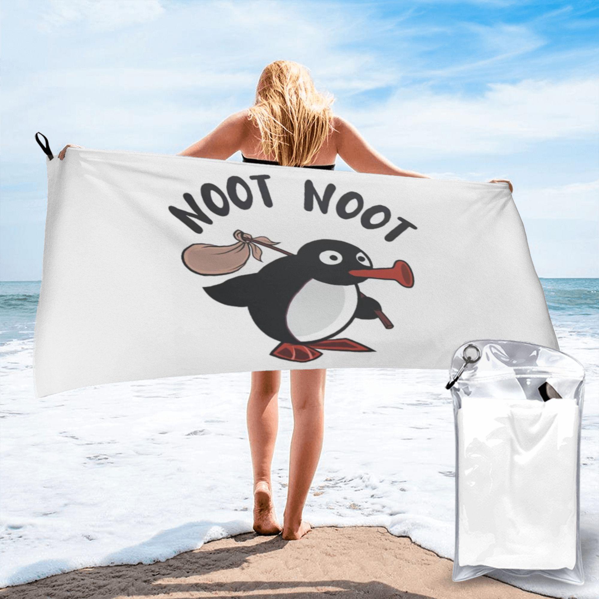 

Cute Pingu Penguin Fishing Beach Towel Soft Microfiber Quick Dry Absorbent Quick Towels For Bath W30*H60(CM)