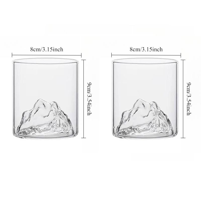 2 Stück Party Luxus Mehrfarbige Glasbecher Personalisierte Trinkgläser Eisbergförmiger Glasbecher Kreativer Berglandschafts-Tassen