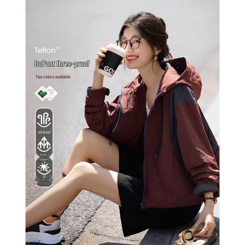 

Женская спортивная куртка Demana с капюшоном и цветовыми блоками, защищенная от непогоды L