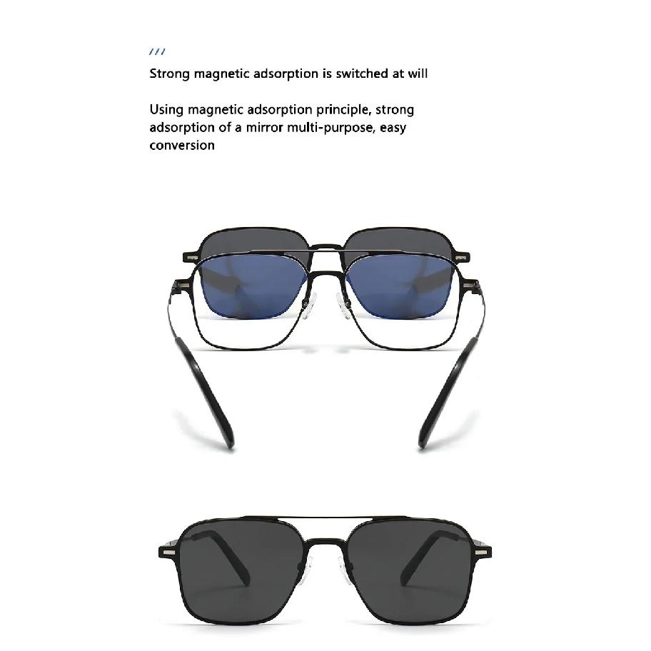 New Design 3 In 1 Magnetic Clip On Glasses High Quality Polarized Sunglasses Men Women Anti-Glare Eyewear Gafas De Sol