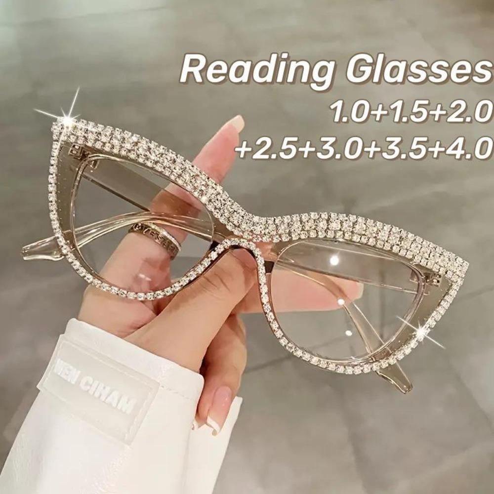 Gafas de Lectura de Moda con Incrustaciones de Diamantes Gafas de Lectura Vintage de Lujo Ojo de Gato Gafas de Protección para Ordenador