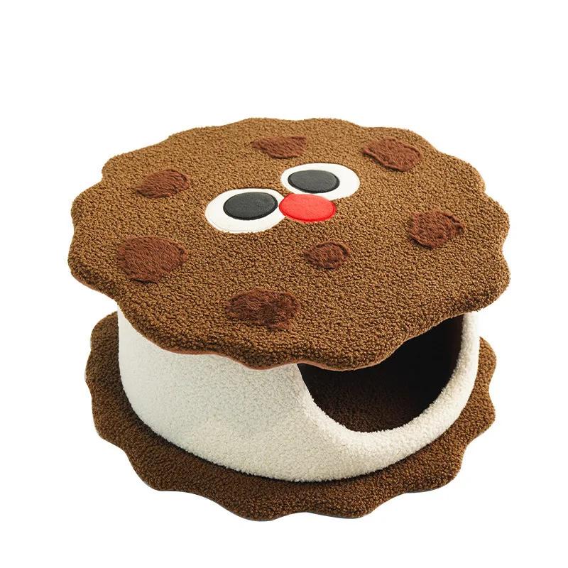 

New Sandwich Biscuits Nest Autumn/Winter Cold Protection Cat Sleep Closed House Cat Bed Pet Nest Dog Nest Supplies