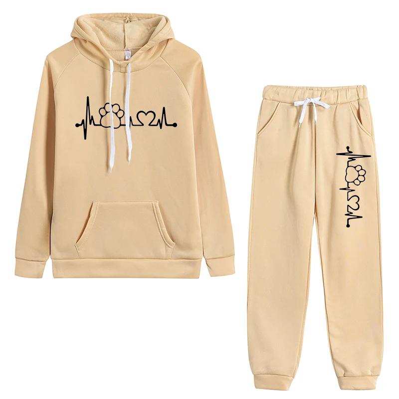 

Spring And Autumn 2 Piece Set Women Hoodies Pant Clothing Clothes Pullover Tracksuit Set Top Sportpants Polerones De Mujer 3XL