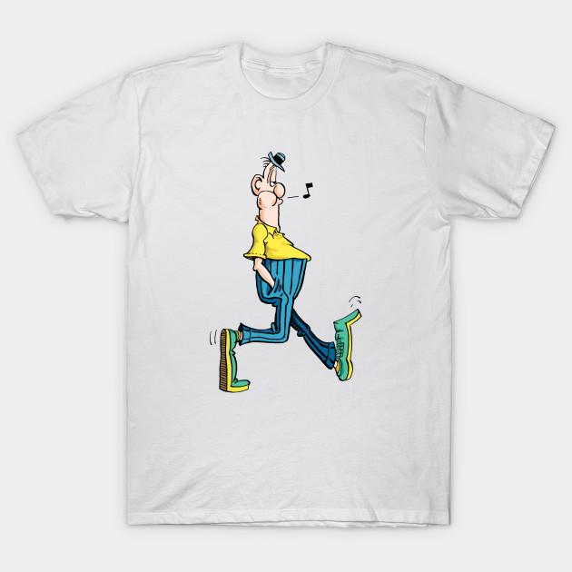 

Men Black Print T-shirt Don Martin Whisteling Man No-Cut Transfer Paper Print Cotton Tshirt XL белый
