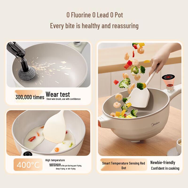 Midea 4L Multi-functional Electric Wok with Steamer