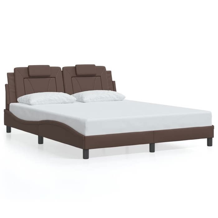 VidaXL Cadre de Lit Viana sans Matelas, Lit Rembourré avec Coussin, Lit Double, Lit Adulte Chambre, Moderne, Marron 160x200 3208105