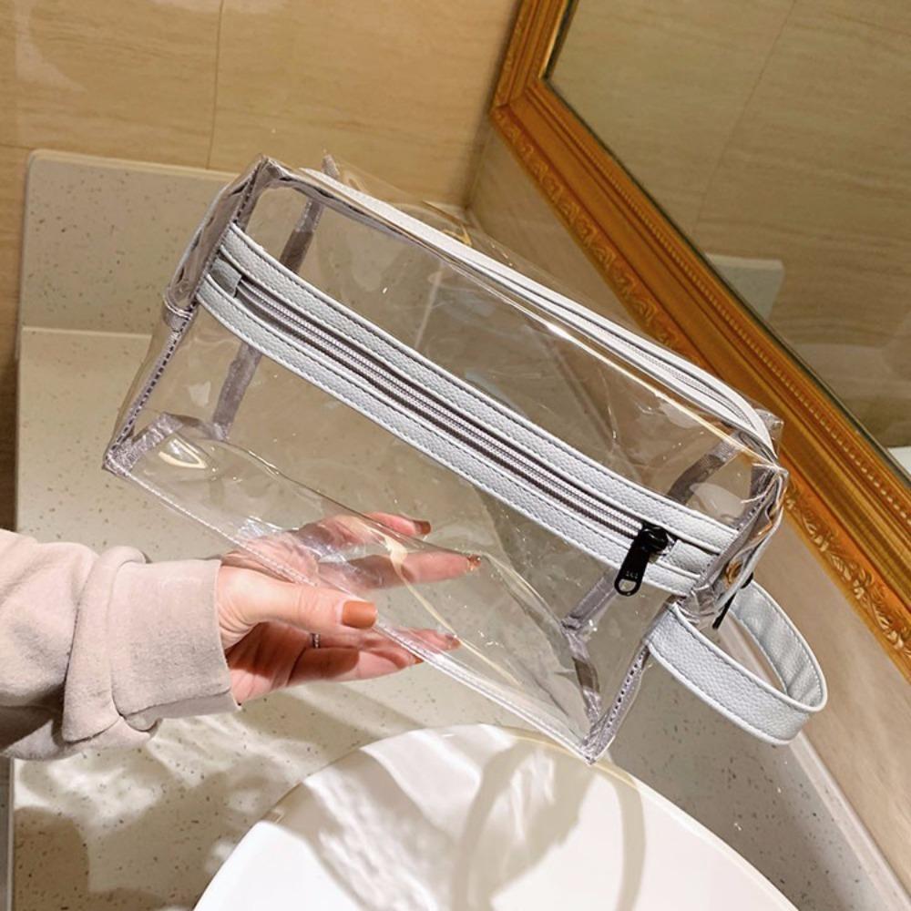 

Storage Travel Cosmetic Container Portable Wash Pouch Cartoon Clear Makeup Bag Trips серый