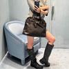 Cowhide~ Maillard Strap Tall Knight Boots Women's Autumn and Winter New Leather Retro Old Belt Buckle Boots