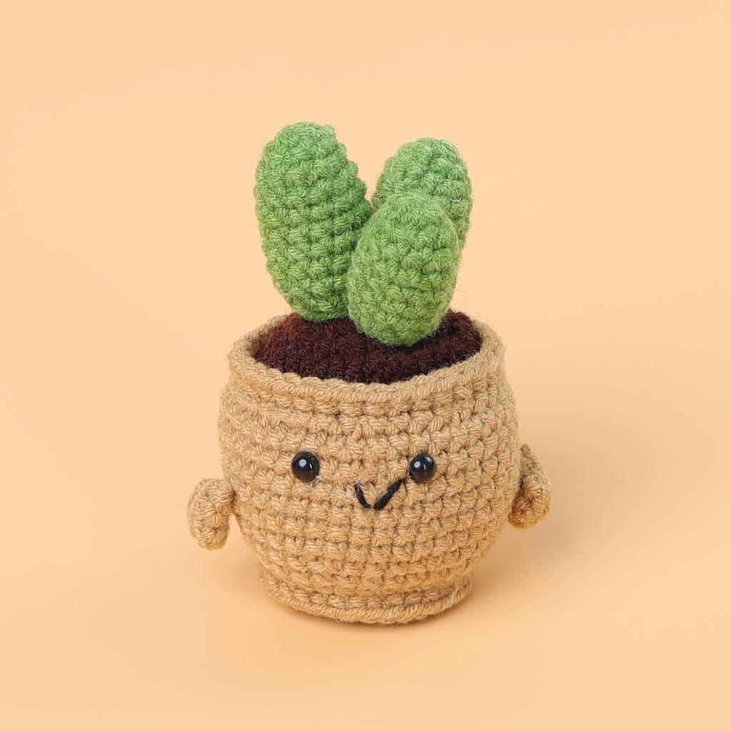 Figurine en pot de cactus tulipe au crochet fait à la main en fil tricoté fini