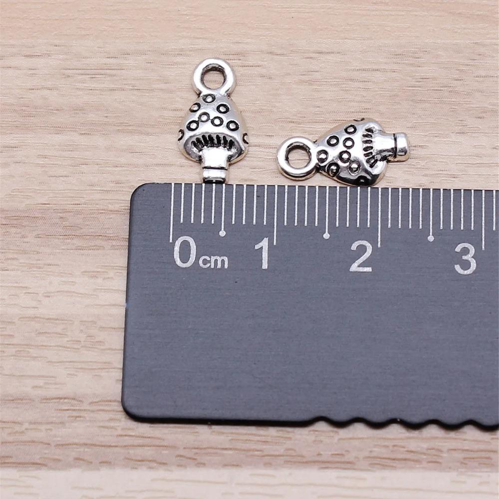IFOCUS 40pcs/Lot Mushroom Charms For DIY Jewelry Making Zinc Alloy 13x7mm/0.51x0.28inch