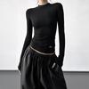 2025 Women's Slim Fit Long Sleeve T-Shirt - Autumn Winter Solid Color Base Layer Top