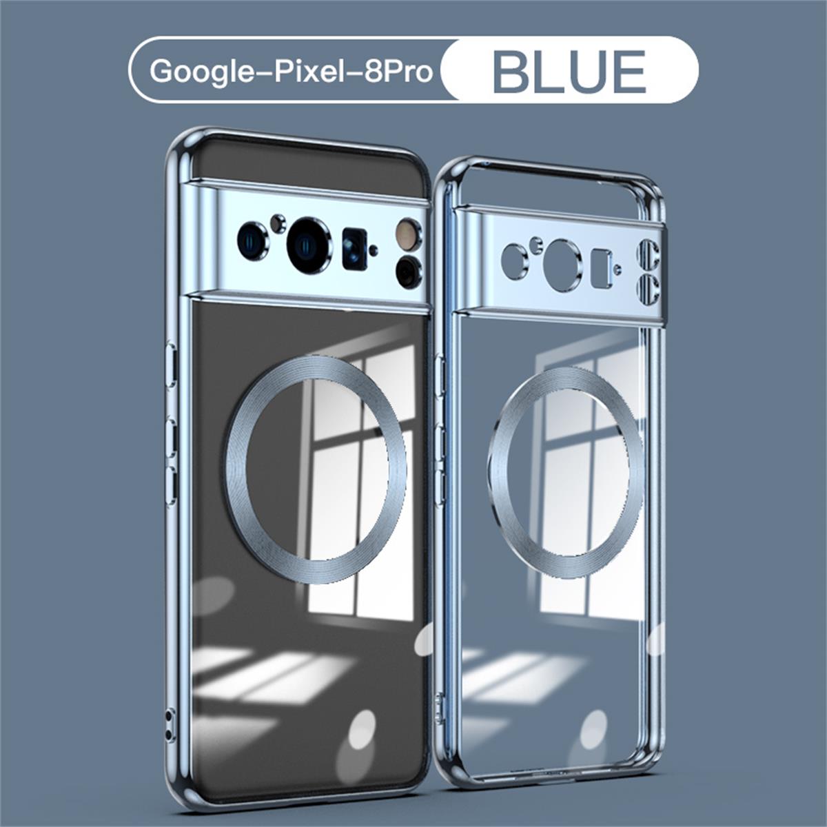 

Мягкий чехол из ТПУ для Google Pixel 8 Pro Magsafe, прозрачный гальванический мягкий силиконовый магнитный противоударный чехол с беспроводной зарядкой for pixel 8 Pro синий