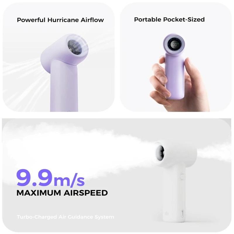 Turbo Fan Portable Handheld 5 Gear Wind Battery Operated Up To 10 Working Hours Cooling Fan for Outdoor Travel Beach