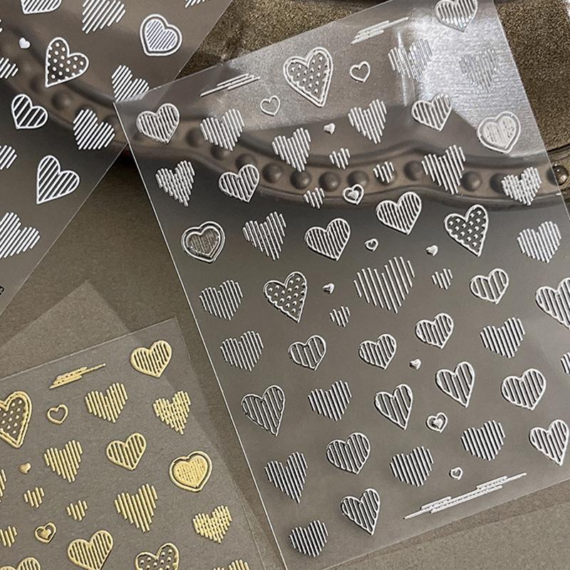 5D Embossed Line Heart Decal Nail Art Stickers Reliefs Self Adhesive Nail Art Manicure Decals For Women Manicure Supplies