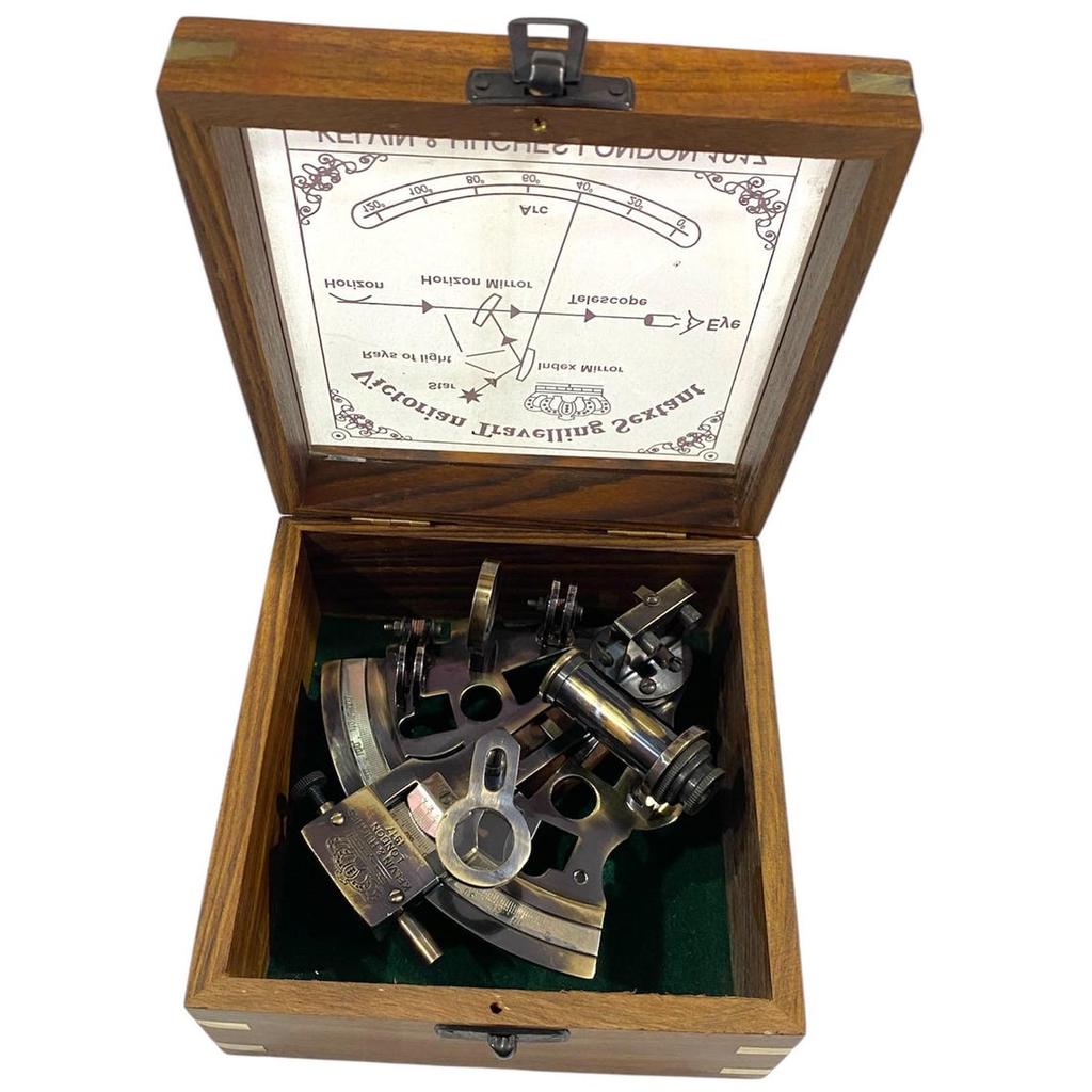 Brass Nautical Sextant with Wooden Box-Kelvin & Hughes Victorian Marine Instruments-Navigational Ship Sextant-Best for Gift