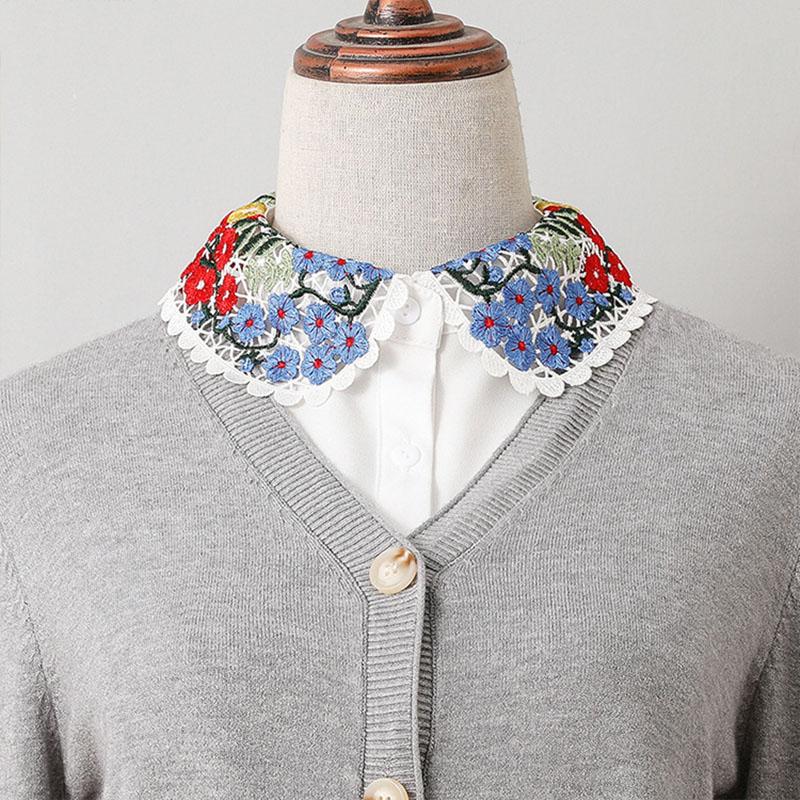 Perfect Match Vintage White False Collar With Embroidery Fake Collar Women Chiffon Detachable Collars Nep Kraagie Clothing Accessories