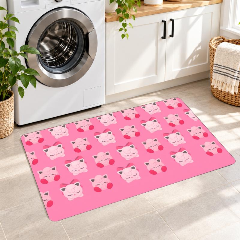 Jigglypuff Flannel Rug Kitchen Mat Non Slip Floor Carpet Soft Home Room Decor