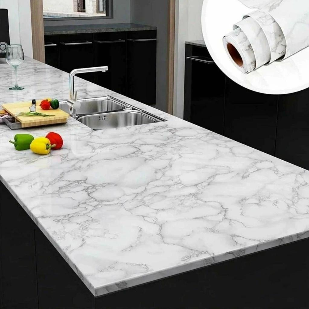 40cm Marble Waterproof Oil Proof Mildew Proof PVC Self-adhesive Wall Sticker Kitchen Cabinet Countertop Wallpaper