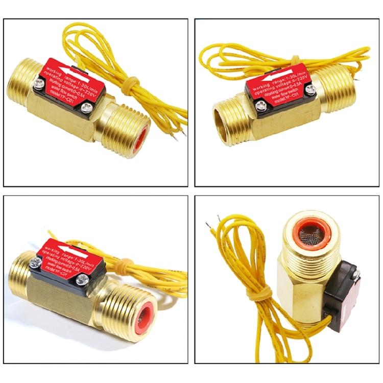G1/2'' 4 Points Copper Turbine Switch Control Flowmeter Male Thread 1.5-30L/Min