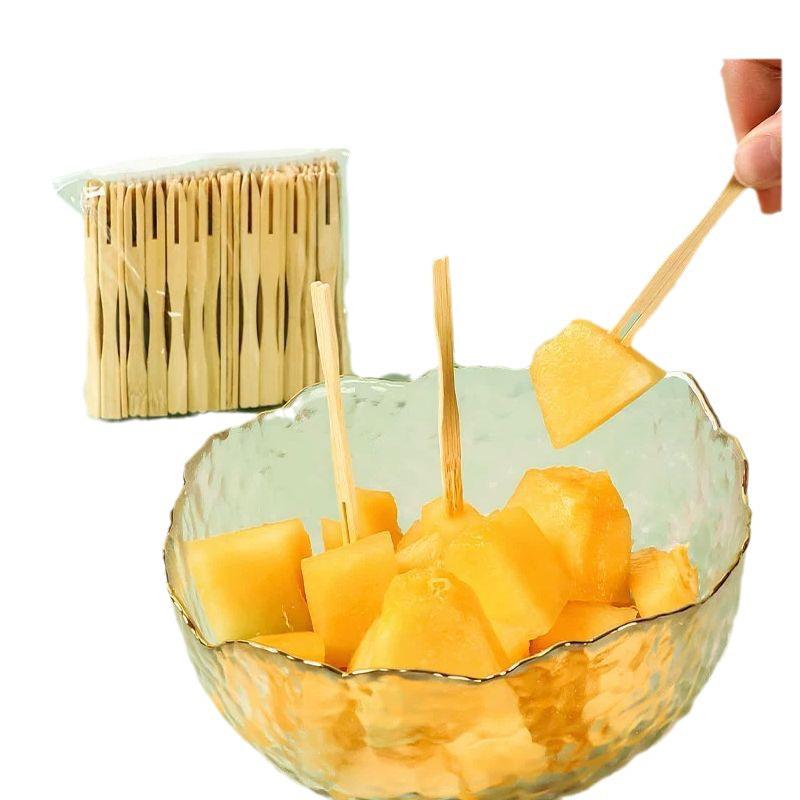 Bambus-Inspiriertes Transparentes Einweg-Obstgabel-Set für Desserts und Gebäck