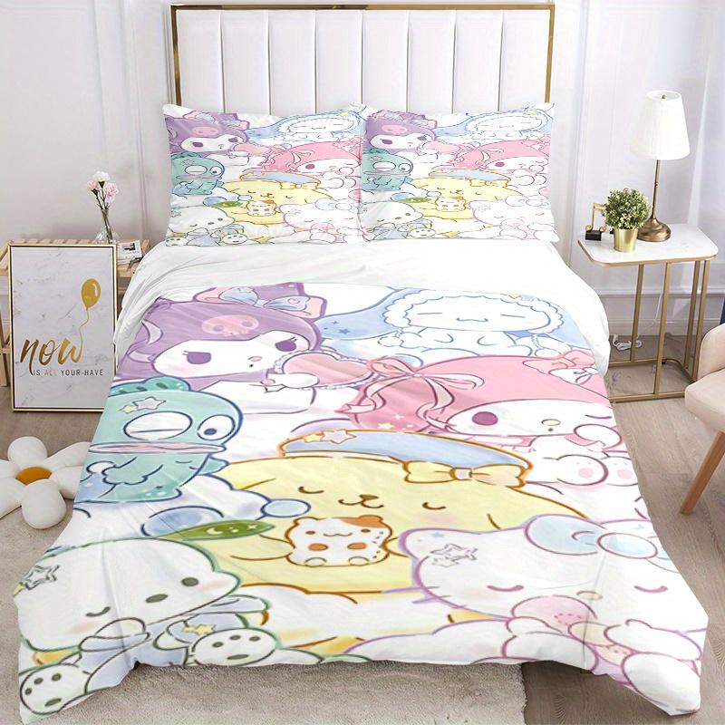 

3 шт. Дышащий полиэстеровый комплект постельного белья Sanrio, Мягкое пододеяльник и 2 наволочки, Подходит для всех сезонов, 082646b 135x200cm