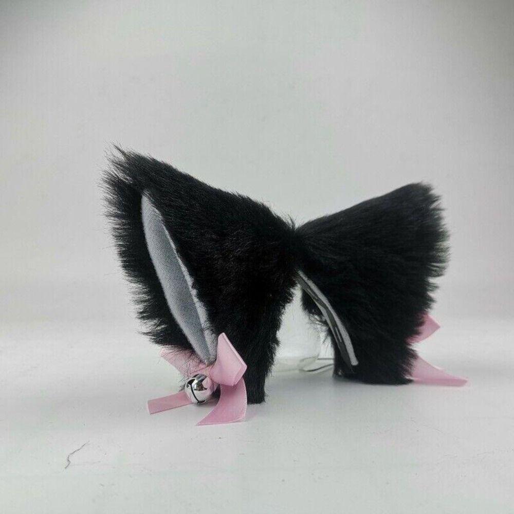 Touch Fastener Bow Cat Ear Decoration Plush Helmet Accessories Cute Cute Plush Stickers  Women