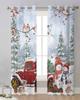 Snowman Bird Christmas Tree Snowflake Truck Deer Sheer Curtains Bedroom Decoration Window Curtains Kitchen Tulle Voile Curtains