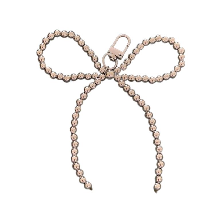 Fashion Bead Bowknot Keychain Pendant Backpack Decoration Charm Jewelry 1