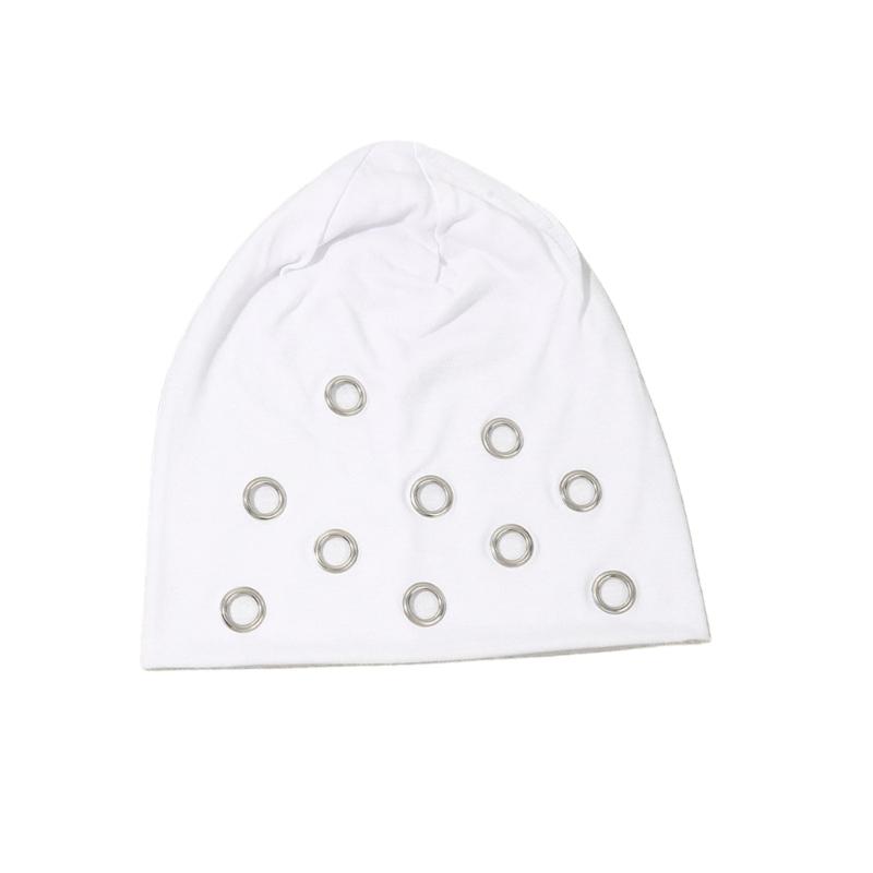 Comfortable Stretchy Acrylic Knit Cap With Dark Grommet Pattern For Men Women Anime Fashion белый
