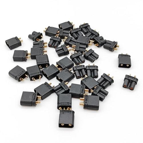 20 Pairs Amass XT30 Upgrade Connectors Black XT30U Plug Male and Female Connectors for RC LiPo Batteries (20 Pairs XT30U)