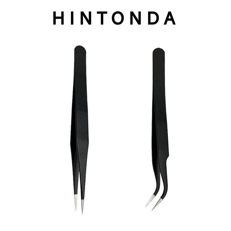 HINTONDA Anti-Static Bent Tweezers - Stainless Steel Clamp for 3D Printer Bent Tip