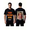 Men's Custom Photo T-Shirt, Short Sleeve Crew Neck, Soft Cotton Blend, Personalized Front & Back Print for Gifts or Casual Wear