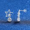 Sterling Hollow Star Stud Earrings With Moissanite Zircon Full Pave Women Daily Wear