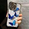 Blue Butterfly Aesthetics Plating Phone Case For Iphone 16 17 Pro Max Air 16E 14 15 Plus 12 13 Mini Anti-Fall Airabag Cover