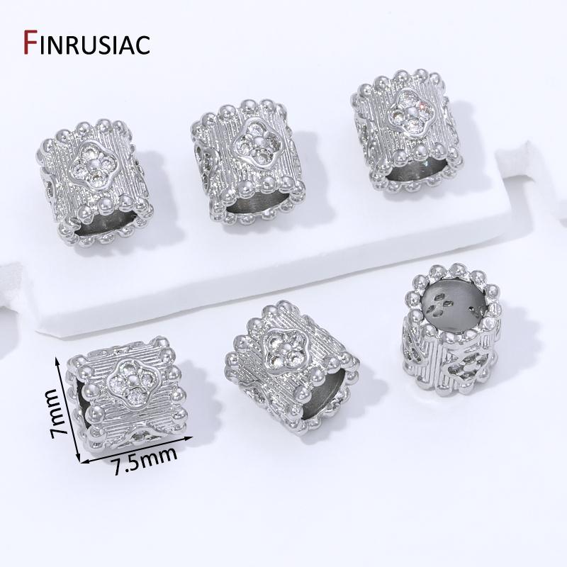 

14K Gold Plated Brass Inlaid Zircon Spacer Beads,Separator Tube Beads DIY Bracelet Necklace Making Accessories Jewelry Materials 2 pieces