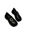 Schwarze kleine Lederschuhe im britischen Stil für Damen, 2025 Frühling und Herbst, neu, vielseitig, mit dickem Absatz, lässige Mary Jane Loafers