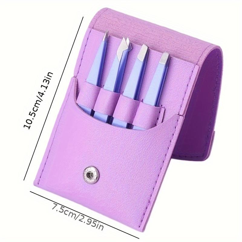 4pcs Professional Hair Removal Tweezers Stainless Steel Slanted Tip for Eyebrows Beard Armpit & False Lashes Precision Grip