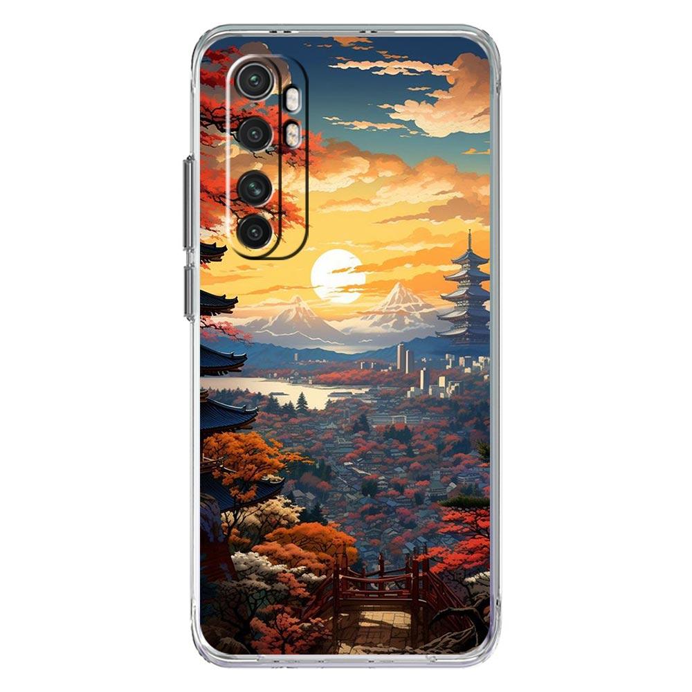 Phone Case For Xiaomi Poco X6 X5 NFC X3 F6 F5 Pro F4 F3 M3 14 13T 12T 12 13 Lite 11 Mi 5G Clear Cover Japanese Landscape