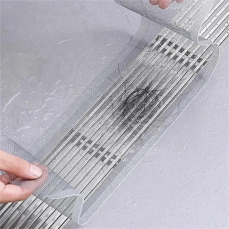 5m Self-Adhesive Cuttable Shower Drain Filter Mesh for Bathroom/Kitchen Sink, Waterproof Anti-Clog Sticker, Easy Installation